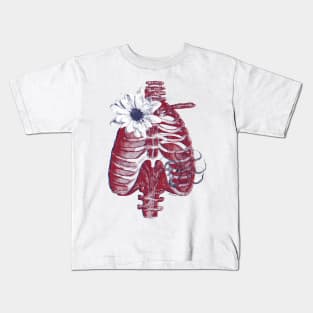 Abstract Collage Sunflower Ribcage And Octopus Kids T-Shirt